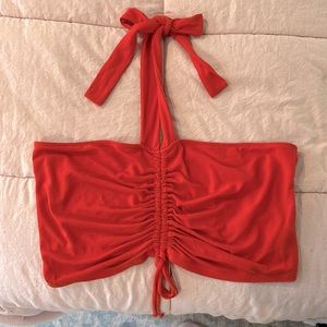 Urban Outfitters - Red Tie around the Neck Crop Top (Size L)